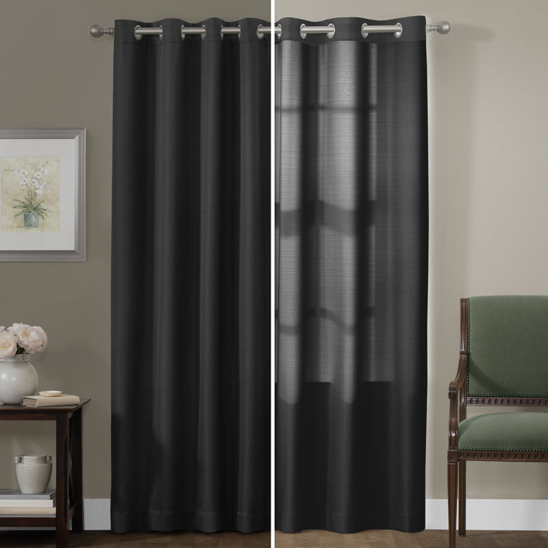 Gupton Blackout Curtain Single Panel, Black