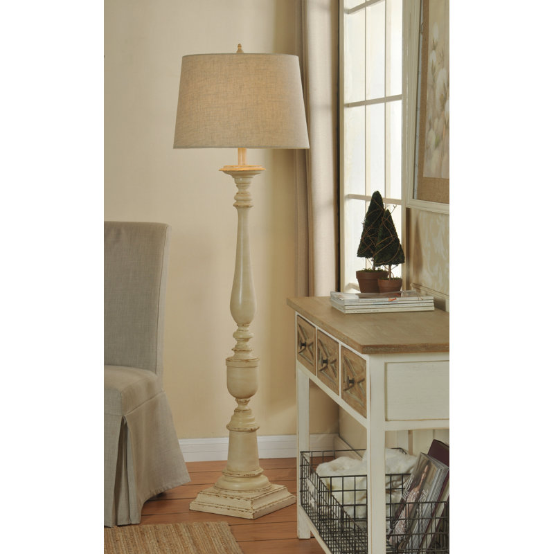 Bordeaux 64'' Traditional Floor Lamp, Avignon Beige/Antique Distressing