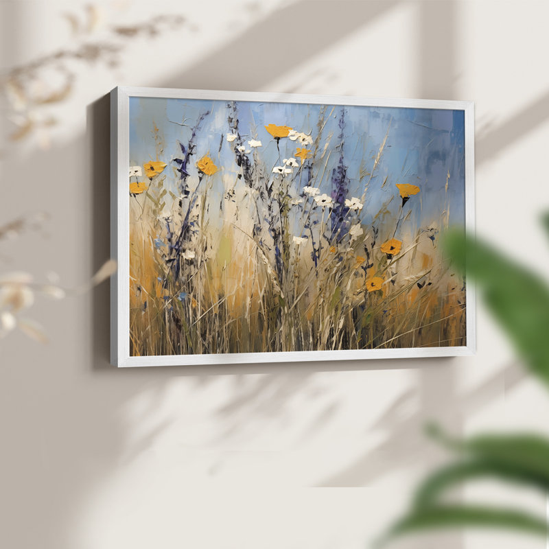 Floral Series-CXLI -Framed Print - Restickable, 22" H x 28" W, White