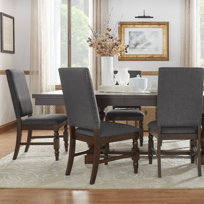 Donnellson 6 - Person Extendable Trestle Dining Set, Dark Gray Linen