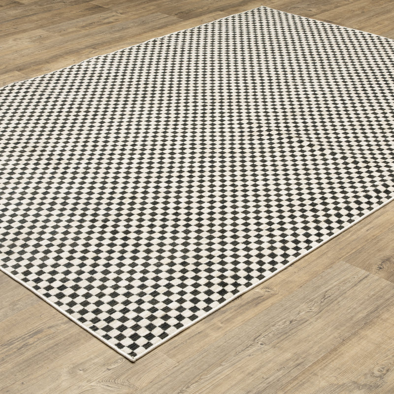 Tapis noir / ivoire Harlow, Rectangle 3 pi 3 po x 5 pi