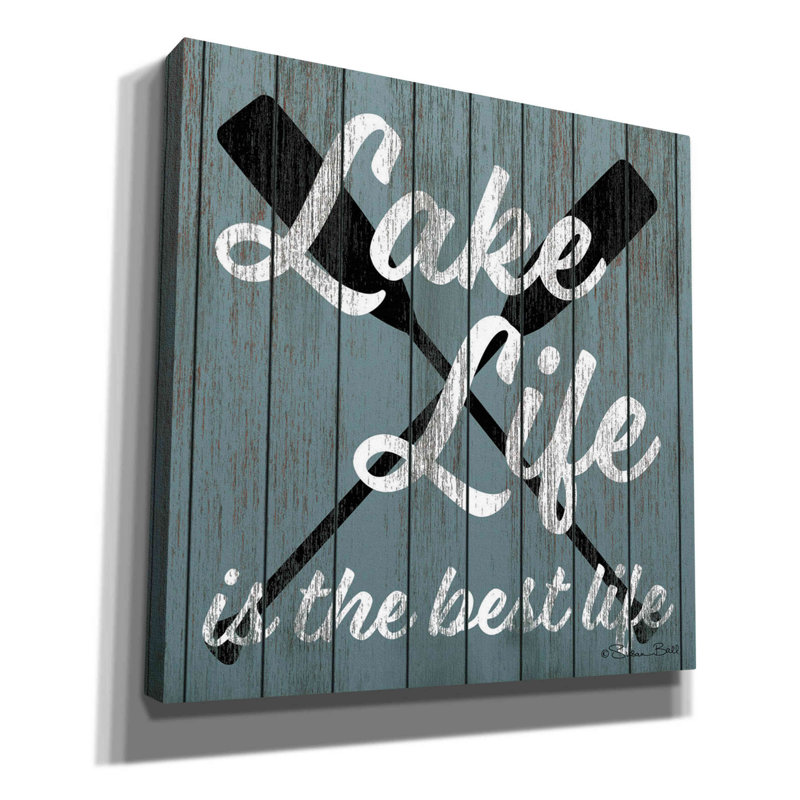 "Lake Life" par Susan Ball - art textuel sur toile tendue, H 26 po x l 26 po x P 1,25 po