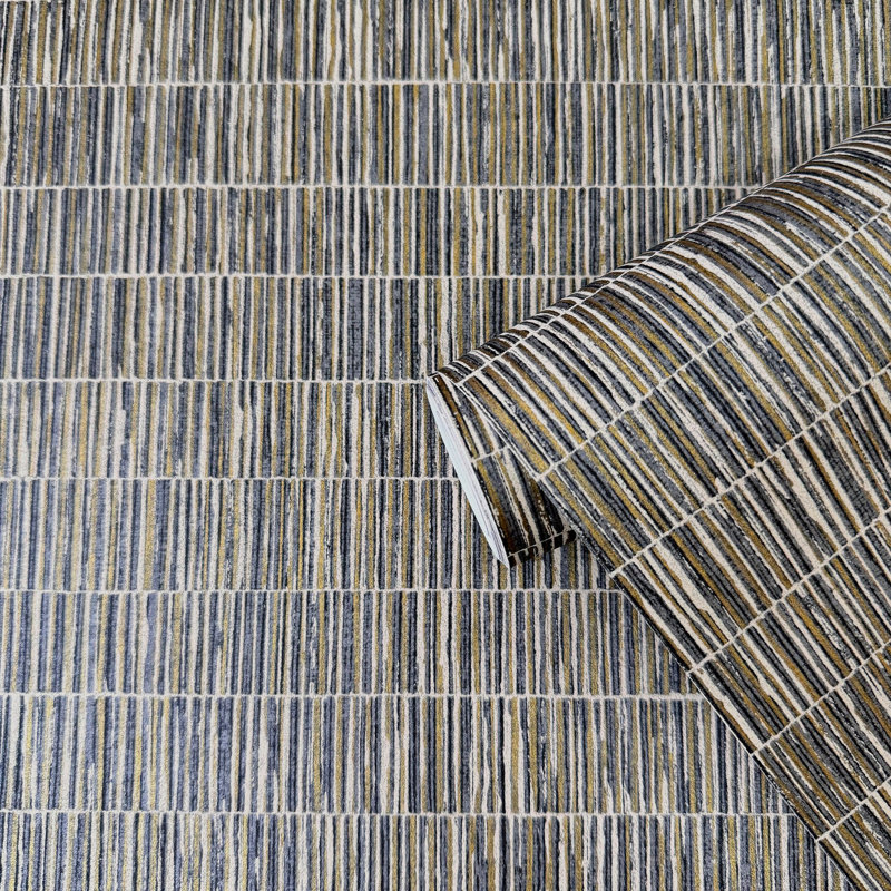 Rouleau de papier peint rayé Zen, Gris foncé