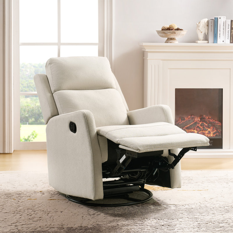 Adwit 26.5"W Modern Swivel Rocker Manual Recliner, Beige
