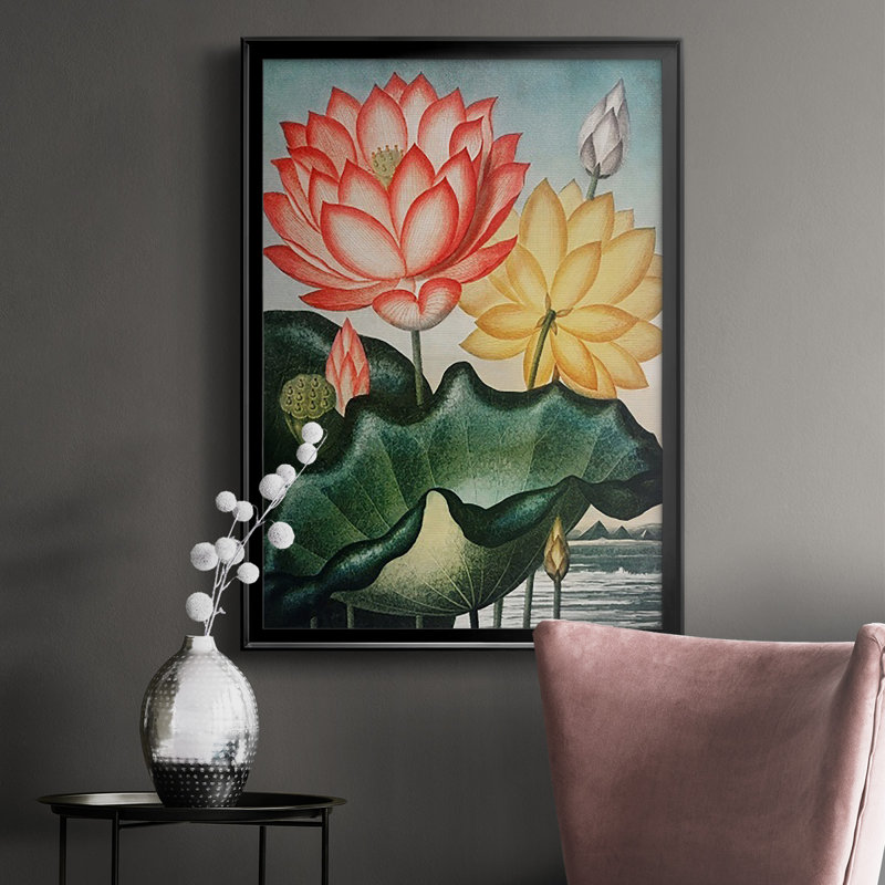Temple of Flora V, reproduction encadrée de qualité supérieure - prête à être accrochée, H 24,5 po x l 18,5 po x P 1 po, Noir