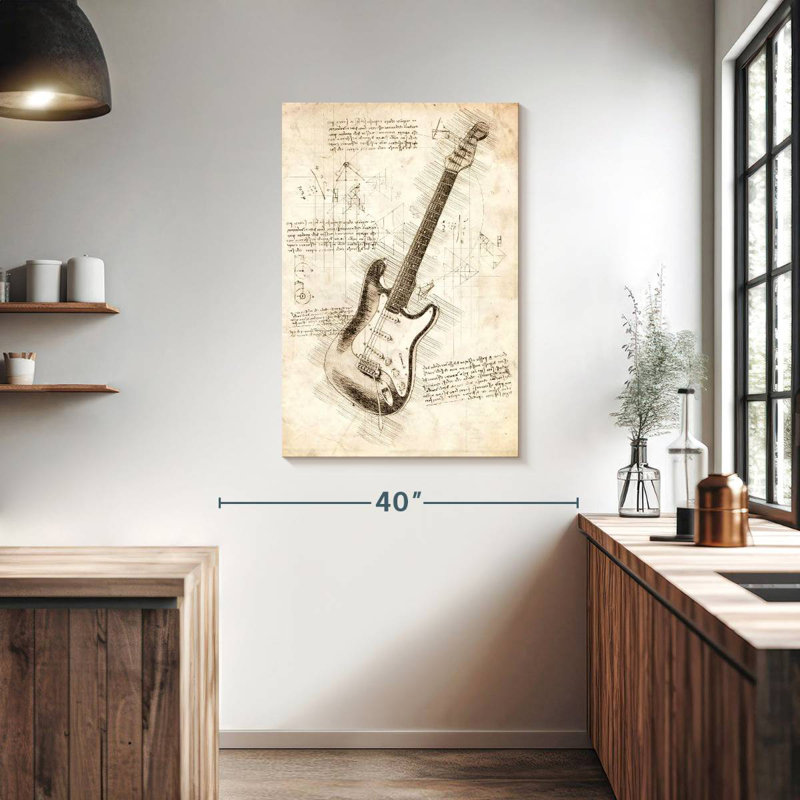Abarca Electric Guitar Blueprint, 39" H x 26" W