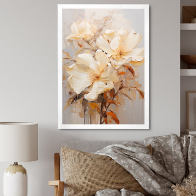Beige Hibiscus, peinture sur toile I