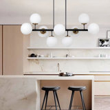 Luminaire suspendu moderne à 9 lumières pour îlot de cuisine en finition noire