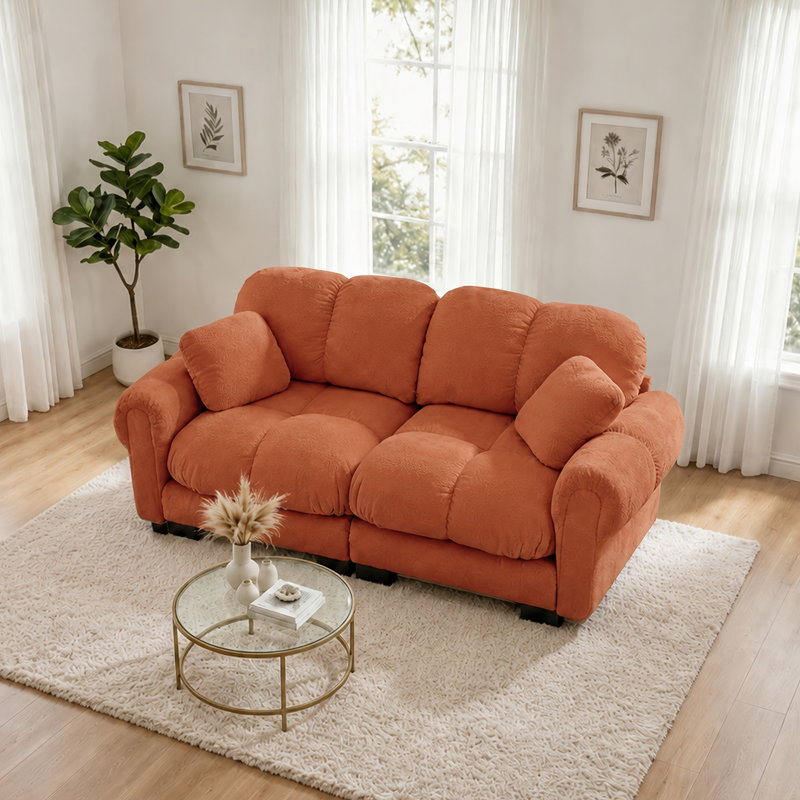 Canapé en chenille Cloud, Orange Chenille