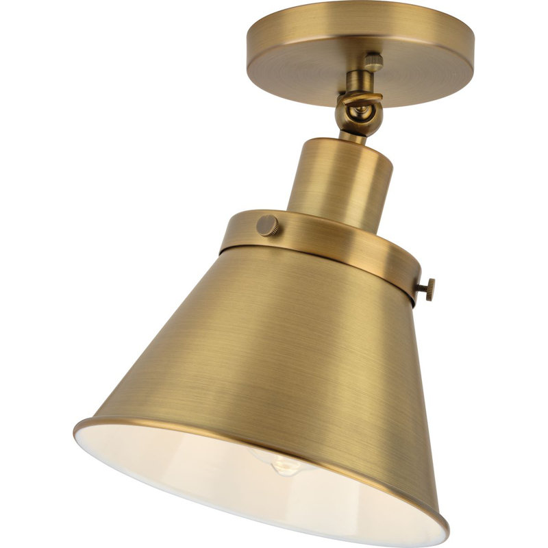 Plafonnier semi-encastré 1 lumière 8,25 po, Laiton rétro, Laiton rétro