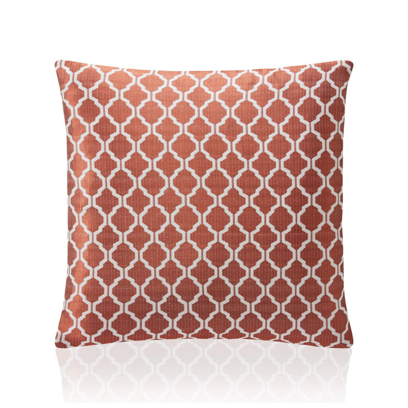 Dareece Geometric Square Throw Cushion, Orange/White