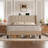 Upholstered Platform Bed With Charging Station Wingback Storage Ergonomic Headboard-729766213-729766218