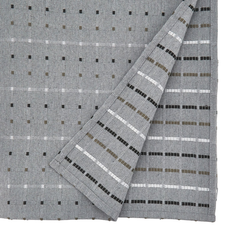 Clarkston Box Stitch Tablecloth, Gray, 160" x 65"