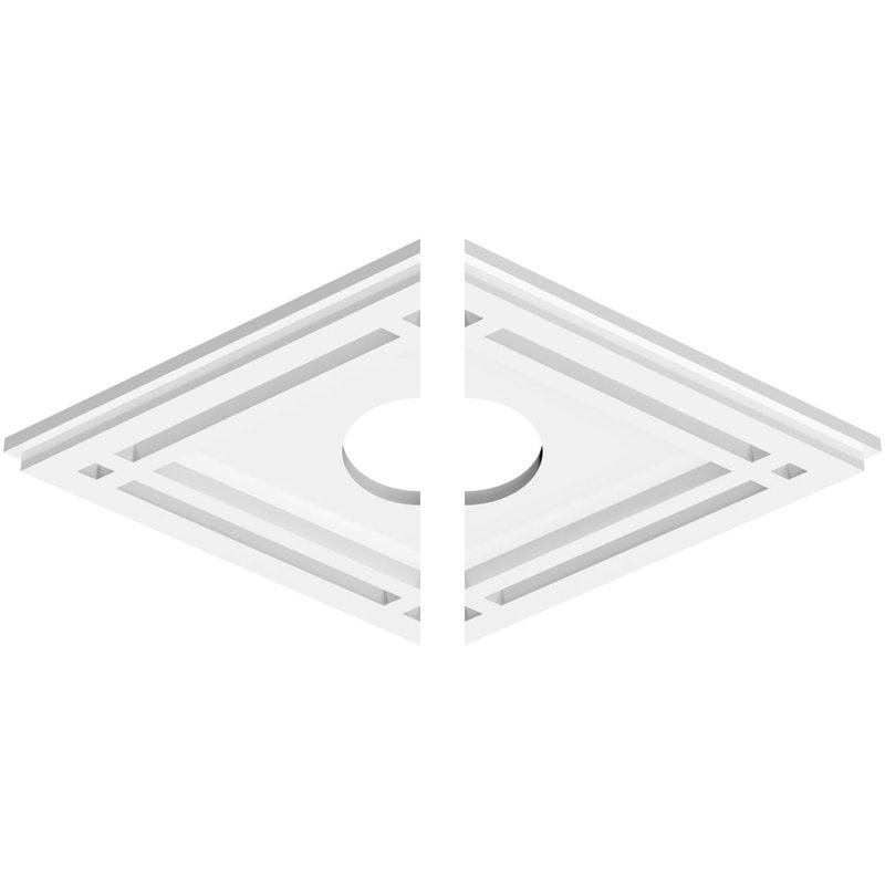 16"W x 10 5/8"H x 3"ID x 5 1/2"C x 1"P Diamond Architectural Grade PVC Contemporary Ceiling Medallion, Two Piece