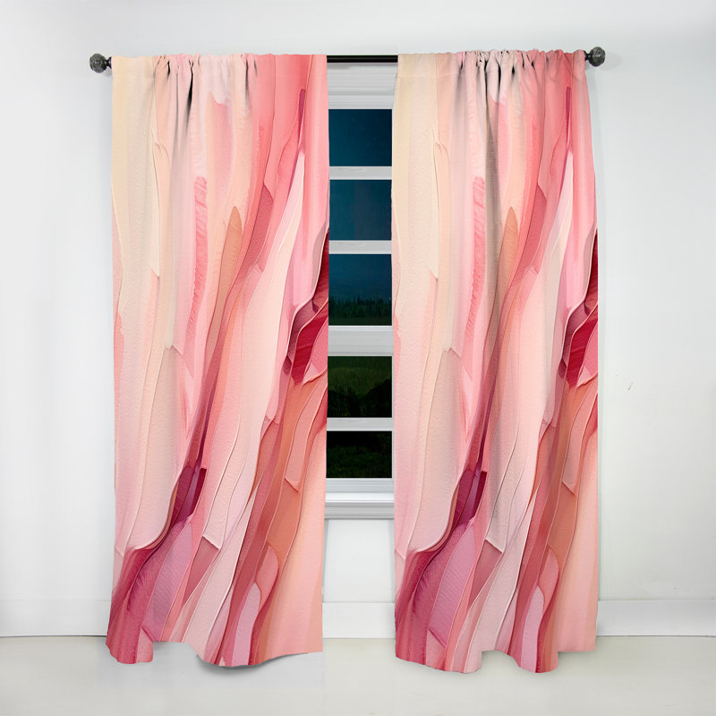 Aires Pink And Gold Enchanted Spills VII - Abstract Curtain - Velvet Room Darkening - 1 panel, 52" W x 63" L