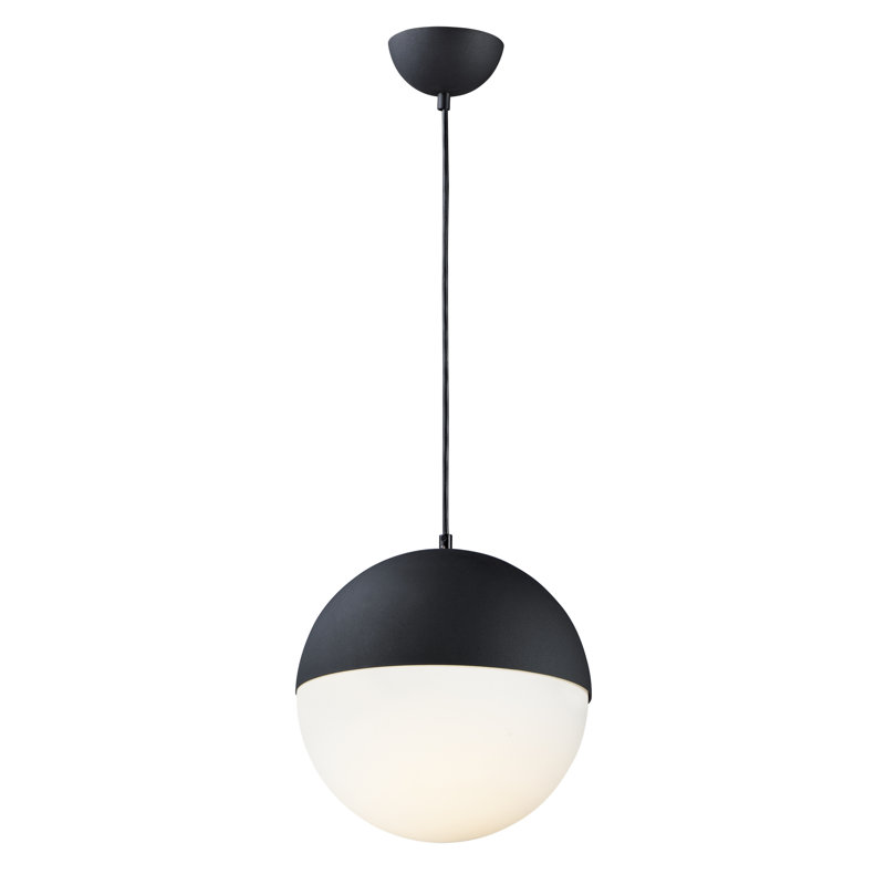 Luminaire suspendu sphère 1 lumière Hastings, Noir, H 8,5 po x l 7,75 po x P 7,75 po