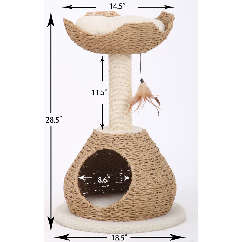 Eco-Friendly Handwoven Sisal Cat Tree with Perch and Condo