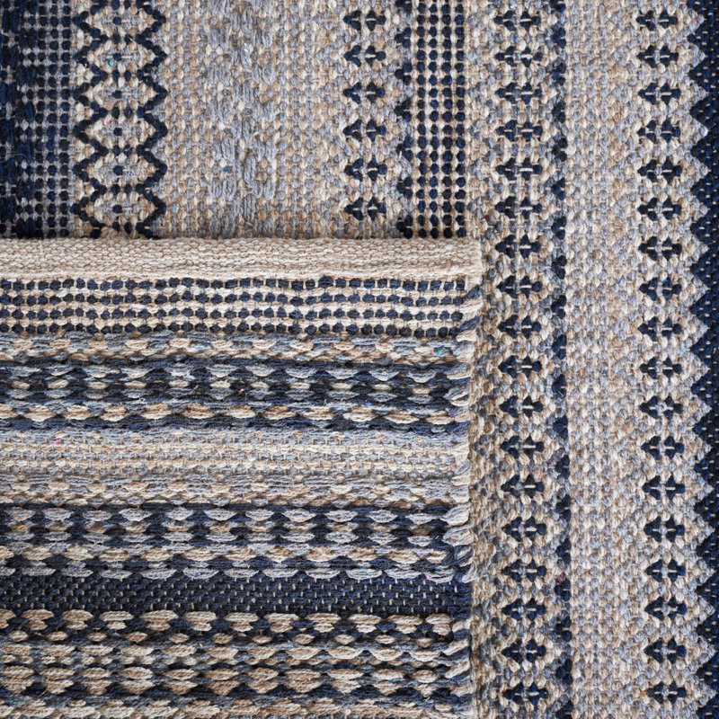 Jeanella Flat Weave Cotton Striped Rug, Rectangle 5' x 8'