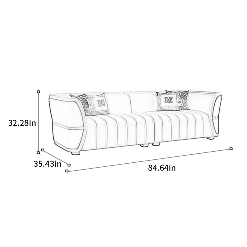 Canapé droit moderne et luxueux, H 32,28 po x l 84,64 po x P 35,43 po, 3