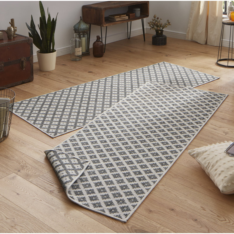 Nizza Flatweave Grey Rug, Runner 80 x 250 cm