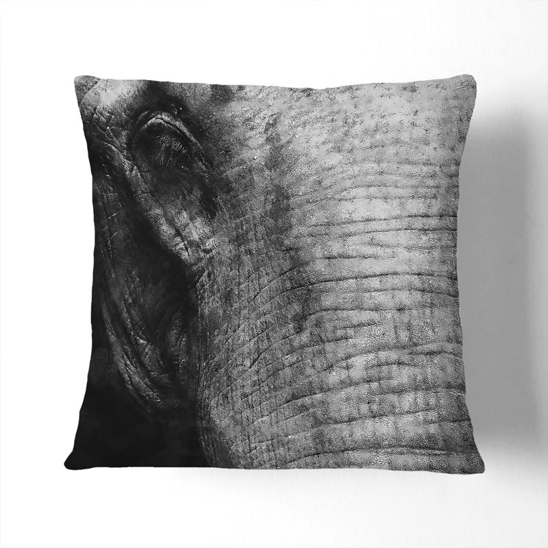 Mighty Elephant in the Shadows Painting Cushion with Filling, 40cm H x 40cm W x 15cm D