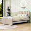 Lit plateforme tapissier en bois avec lit gigogne et tête de lit-1031538342-1031538340