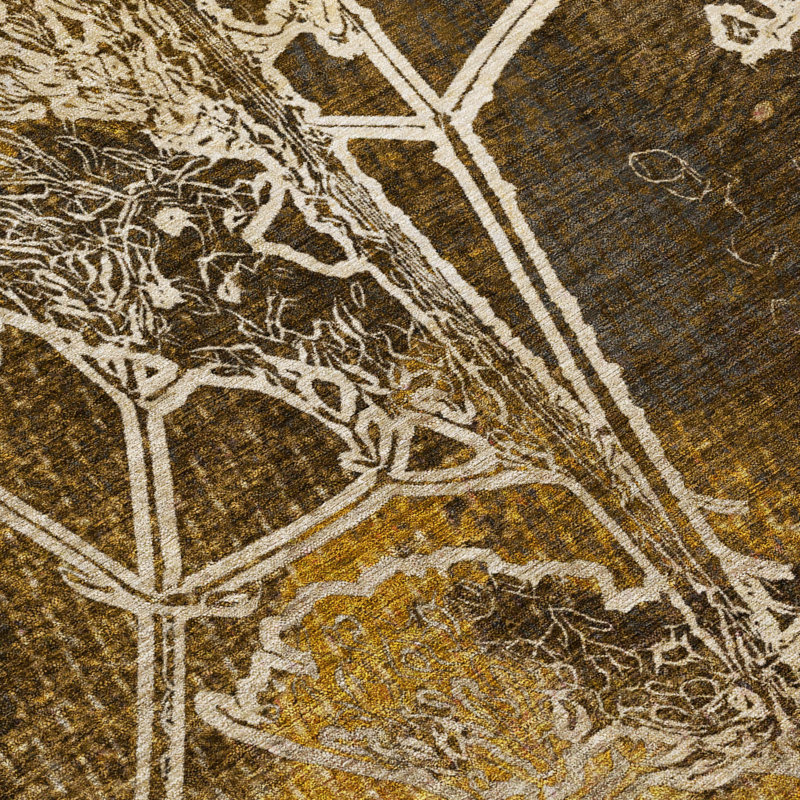 Machine Washable Indoor/Outdoor Brenden ACN2239 Floral Rug, Rectangle 8' x 10'