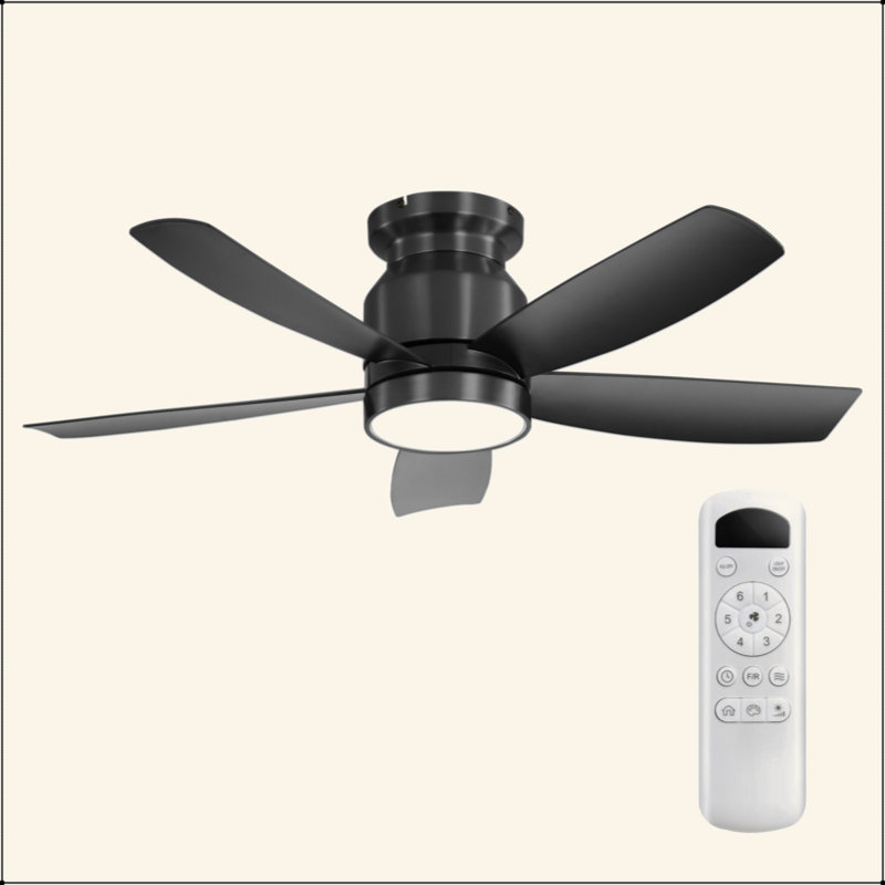 Ventilateurs de plafond encastrés de 42 pouces avec lumière DEL 22 W et 5 pales de ventilateur en ABS télécommandées pour la chambre à coucher