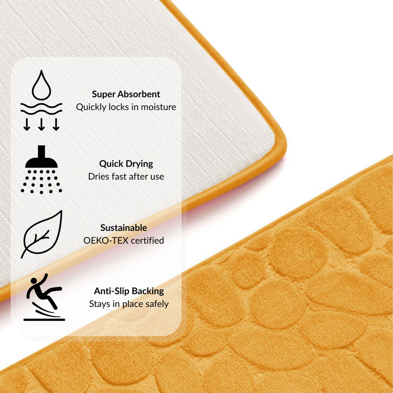 Cobble Stone Mat Bath Mat, Yellow Mustard