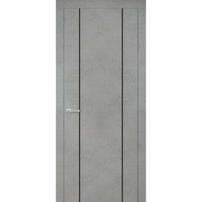 Porte intérieure moderne en bois pré-montée avec quincaillerie Planum 0017, cadre en béton à panneau unique, portes robustes pour salle de bain et chambre à coucher - 42 po x 84 po
