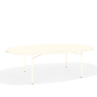 Oceans Oval Metal Outdoor Dining Table With Umbrella Hole , 86.5'' in. W 44.5'' in. D