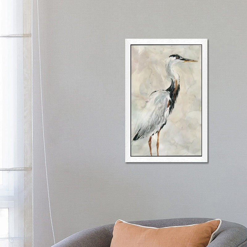 Crane at Dusk I 1 Piece Painting on Canvas, 66.04 cm H x 45.72 cm W, White Framed