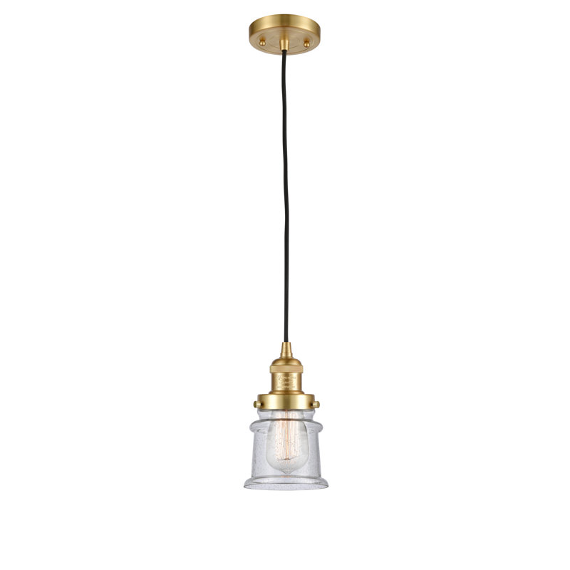 Luminaire suspendu en forme de cloche à 1 lumière Alexandira, Grainé, Ampoule DEL 6 watts Vinage, Or satiné