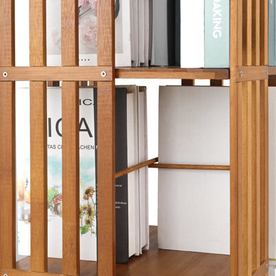 Bibliothèque 71 po H 71 po x l 13 po rotative à 6 niveaux en bambou, bibliothèque pivotante à 360 ° avec tablettes, étagère de rangement autoportante