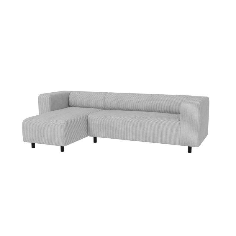 Sofie 4 Seater Corduroy Corner Sofa , Left Hand Facing, Grey