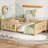 Twin Low Platform Bed With Built-in Bookshelf Safety Guardrail, Twin Size Solid Wood Montessori Bed Frame For Kids, Boys, Girls, Easy Assemble ( Twin, Light Natural, Bookshelf )-716455597-716455598