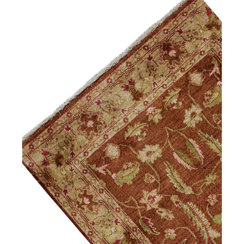 Tapis beige / brun / rouge / vert en laine et en coton noué à la main de style oriental 3 pi 1 po x 5 pi 3 po Oriental