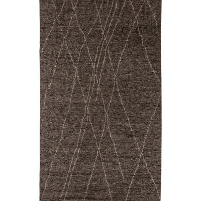 Wool Geometric Area Rug in Brown