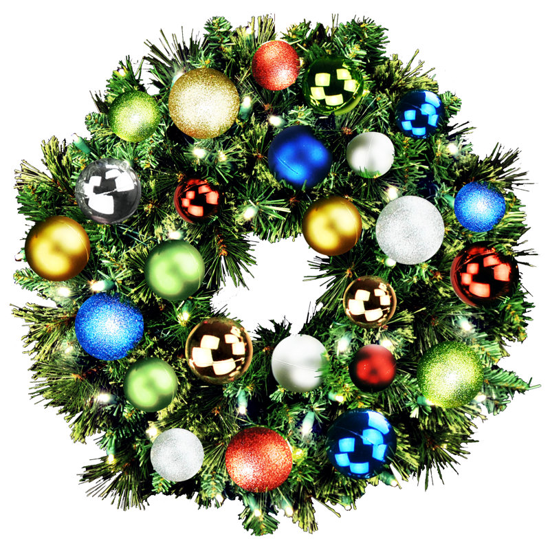 Couronne lumineuse, H 9 po x l 24 po x P 24 po, Bleu / vert / or / argent / rouge