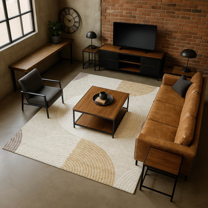 Premium Machine Washable Mayfield AMF2281 Geometric Rug, Beige, 9' x 12'