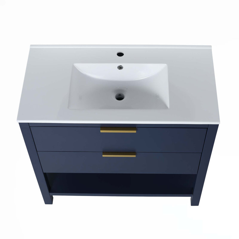 Contreplaqué de meuble-lavabo 36 po avec 2, Bleu marine