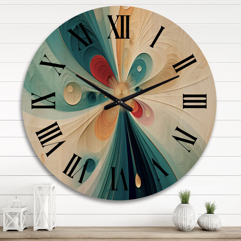 Horloge murale en bois massif Tevy, Très grand