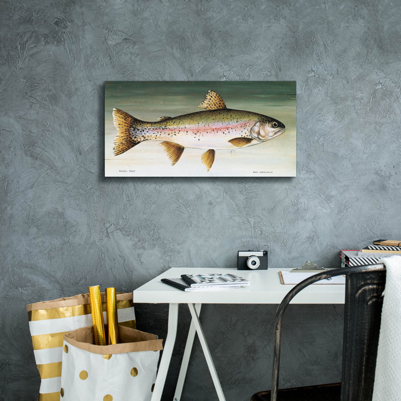 «Rainbow Trout No Border» par David Carter, art mural sur toile brune, H 12 po x l 24 po x P 0,75 po