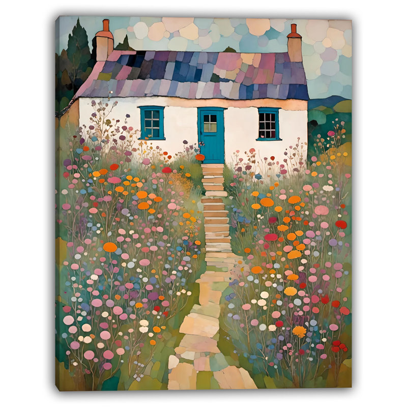«Whimsical Cottage Garden», art mural sur toile tendue, H 16 po x l 12 po x P 1 po