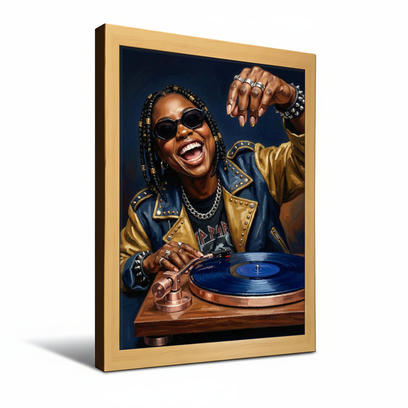 Disque vinyle Fashion avec une expression joyeuse, H 18 po x l 12 po, Toile tendue, Ne s’applique pas