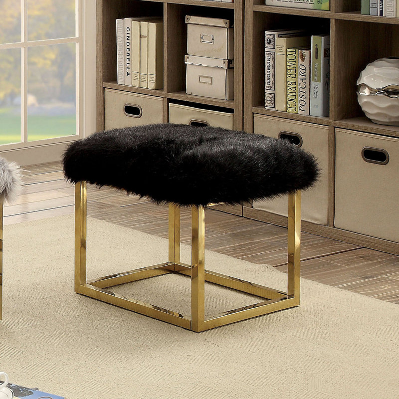 Tabouret d'appoint Agrippa Steel, Noir, Or