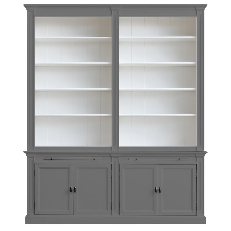 Bowland 240cm H x 200cm W Library Bookcase, Dark Grey/Black