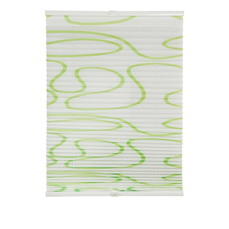 Life Klemmfix Room Darkening Pleated Blind, 130 cm L x 80 cm W, White/Green