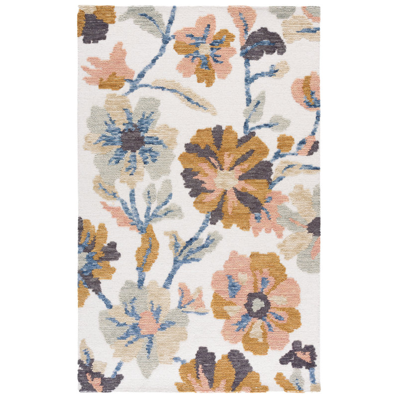 Jardin Hand Tufted Wool;Cotton Floral Indoor Rug, 9'-0" x 12'-0" Rectangle