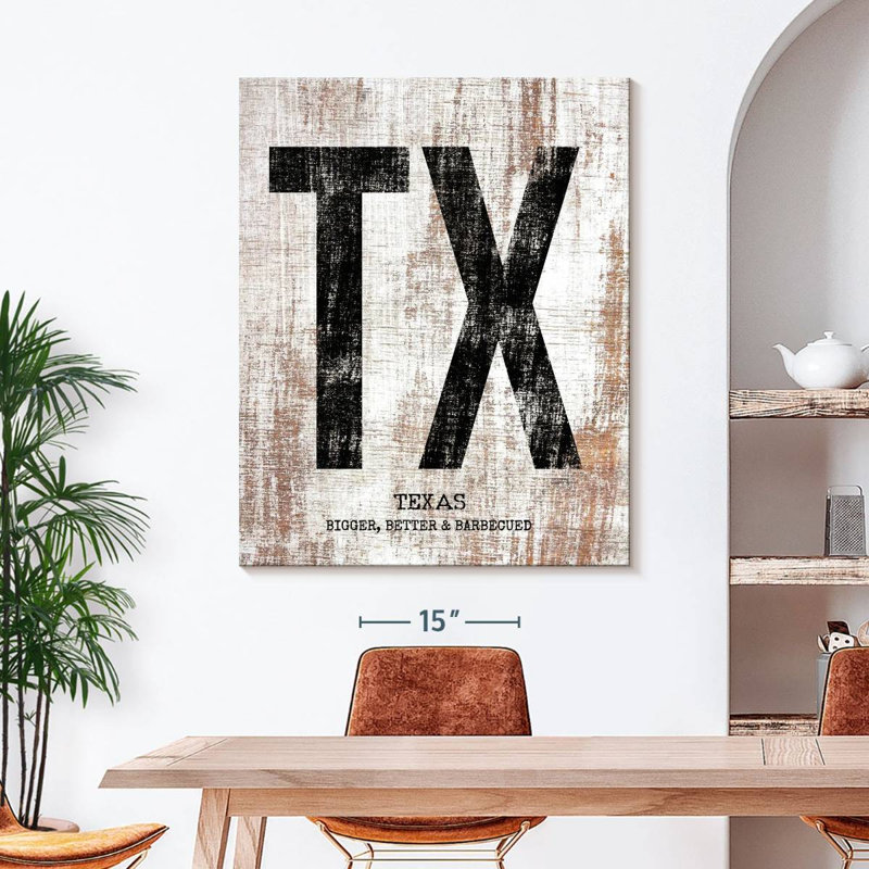 Texas Bigger Better and Barbecued sur toile, H 45 po x l 36 po x P 1,25 po